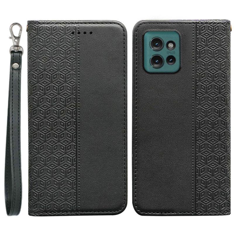 Kožené Pouzdro Folio Motorola Edge 50 Kostkovaný Vzor