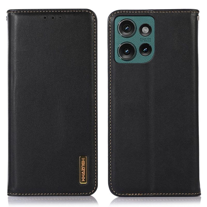 Kožené Pouzdro Folio Motorola Edge 50 Pravá Kůže Khazneh