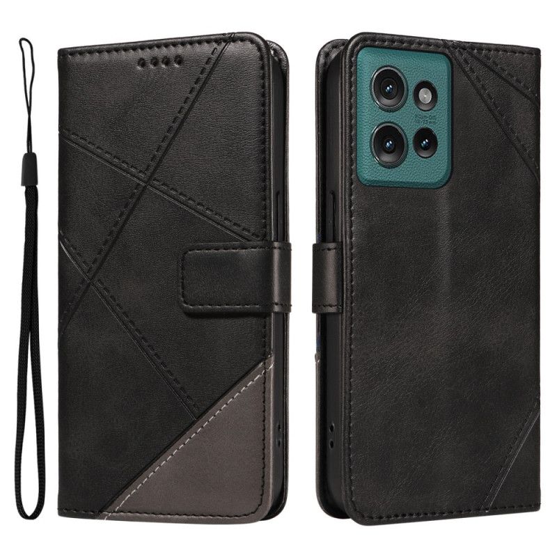 Kožený Kryt Motorola Edge 50 Dvoutónové Čáry