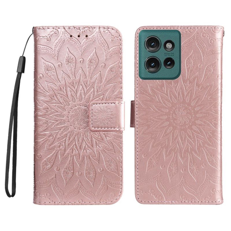 Kožený Kryt Motorola Edge 50 Mandala S Popruhem