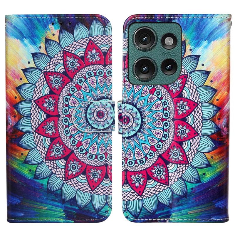 Kožený Kryt Motorola Edge 50 Prémiová Mandala