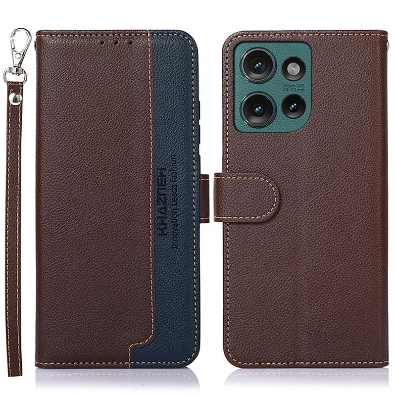 Kožený Kryt Na Motorola Edge 50 Dvoutónové Blokování Rfid Khazneh