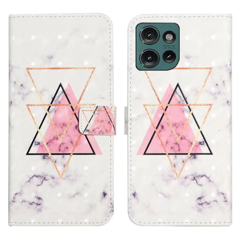 Kožený Kryt Na Motorola Edge 50 Trojúhelníkový Mramor