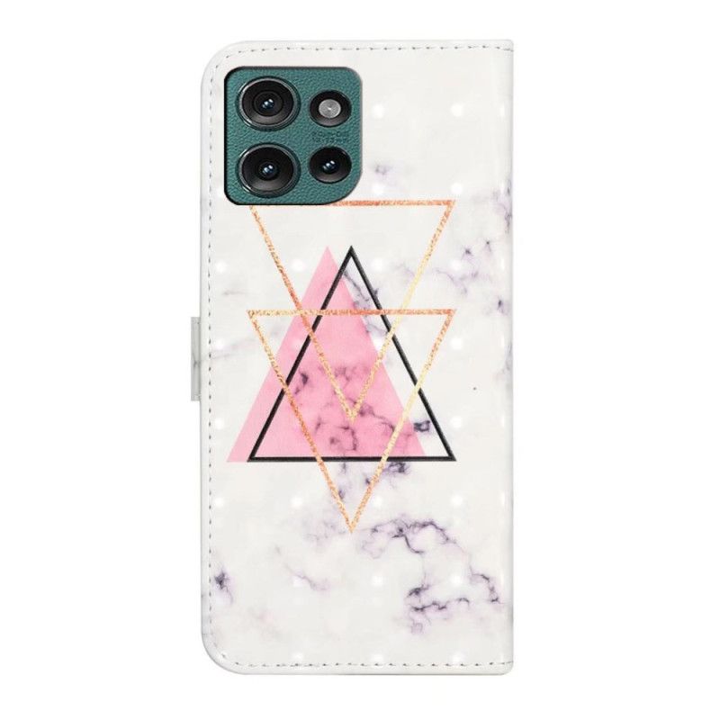 Kožený Kryt Na Motorola Edge 50 Trojúhelníkový Mramor