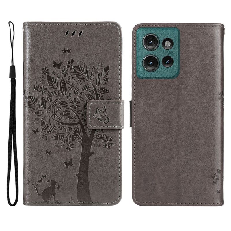 Peněženková Pouzdra Motorola Edge 50 Strom A Kočka