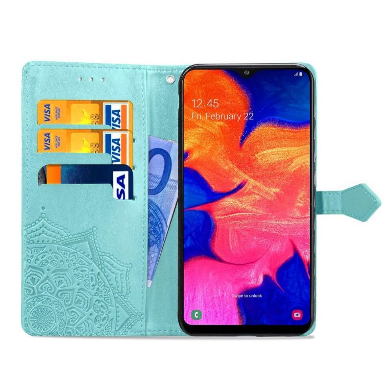 Flipové Pouzdro Na Samsung Galaxy A10 Reliéfní Květinová Mandala