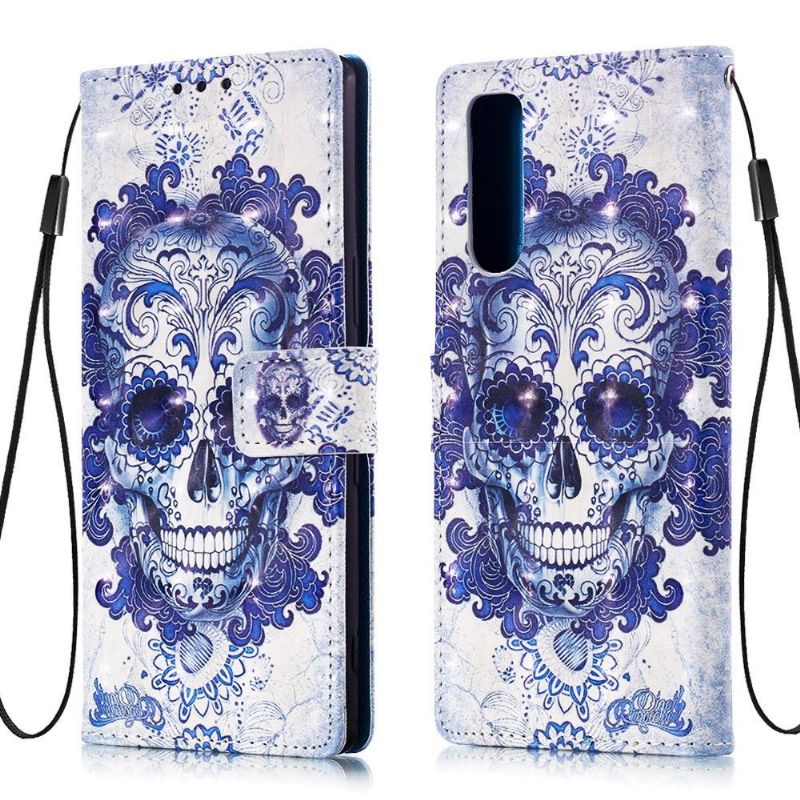 Kožené Pouzdro Na Sony Xperia 5 Vzor Calavera