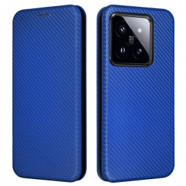 Kožené Pouzdro Folio Xiaomi 14 Uhlíkové Vlákno