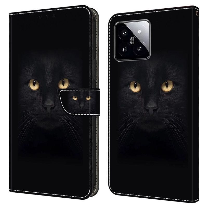 Kožený Kryt Na Xiaomi 14 Černá Kočka