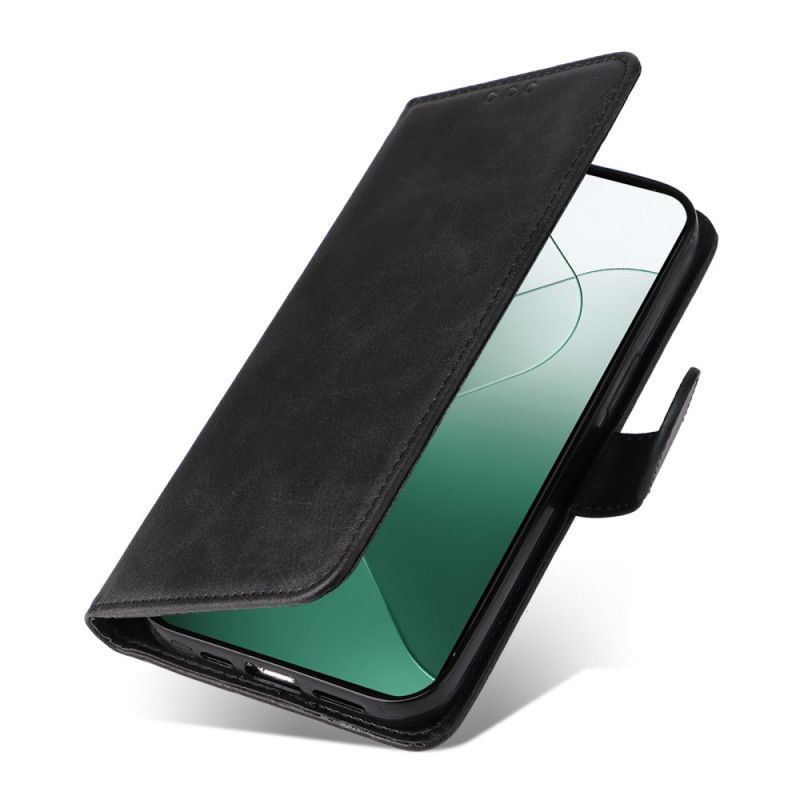 Kožený Kryt Xiaomi 14 Efekt Hladké Kůže S Páskem