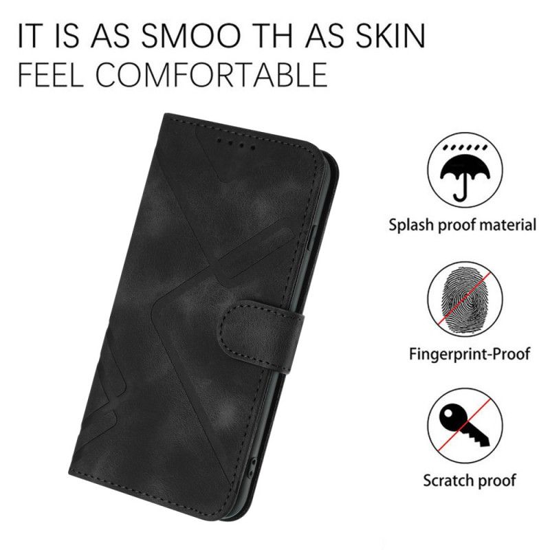 Kožený Kryt Xiaomi 14 Geometrický Vzor S Páskem