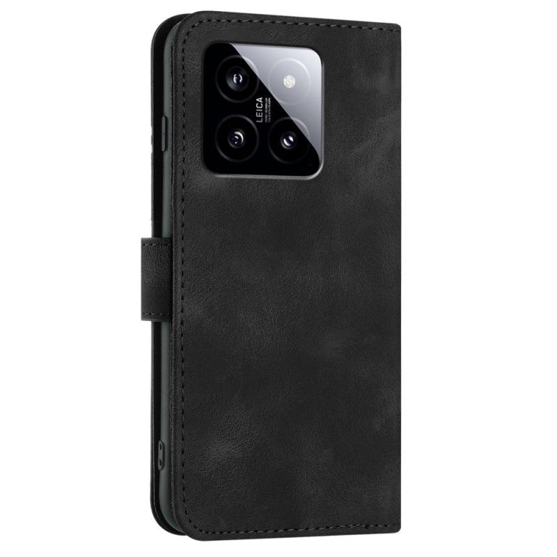 Kožený Kryt Xiaomi 14 Geometrický Vzor S Páskem