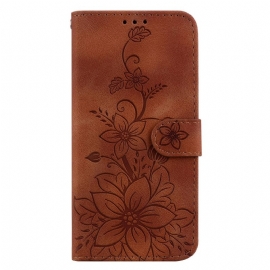 Kožený Kryt Xiaomi 14 Květinový Vzor