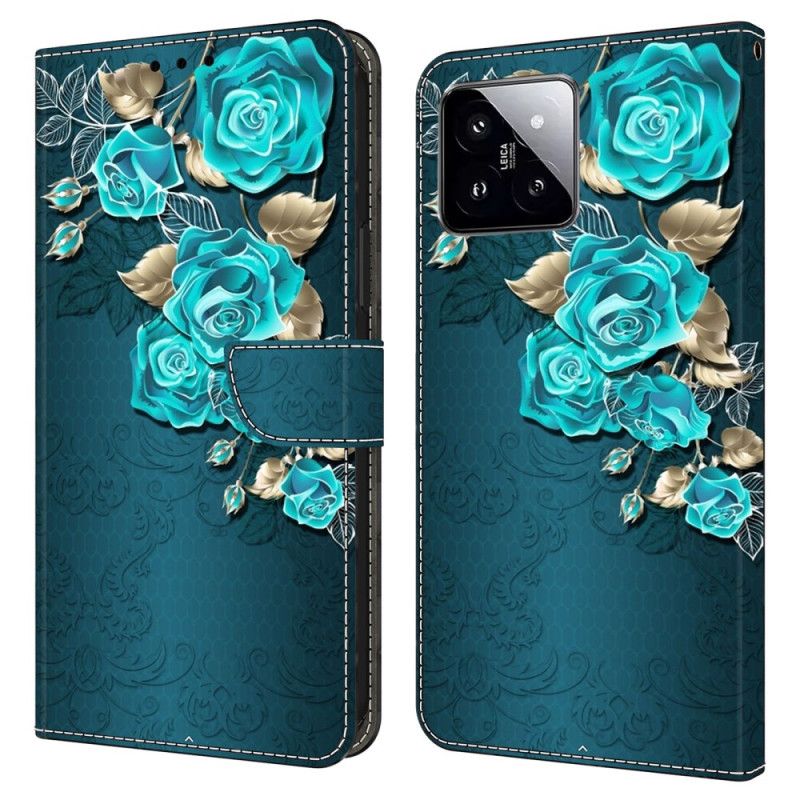 Kožený Kryt Xiaomi 14 Modrá Růže