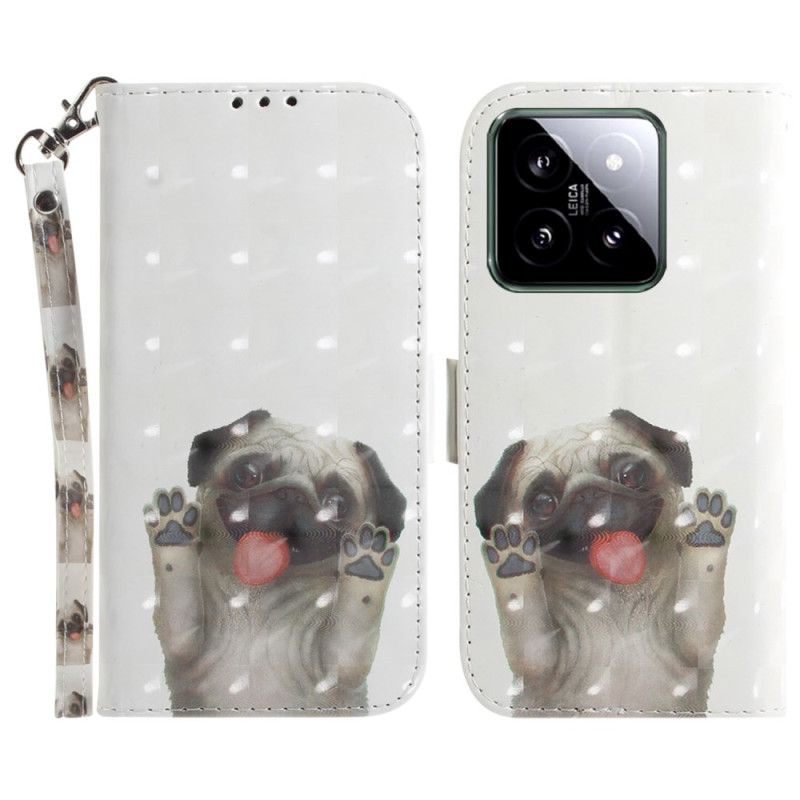 Kožený Kryt Xiaomi 14 Mops S Řemínkem