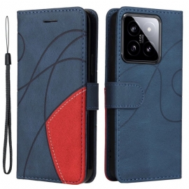 Peněženková Pouzdra Xiaomi 14 Kryty Na Mobil Dvoutónové Čáry