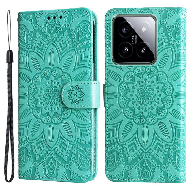 Peněženková Pouzdra Xiaomi 14 Kryty Na Mobil Slunečnice S Popruhem