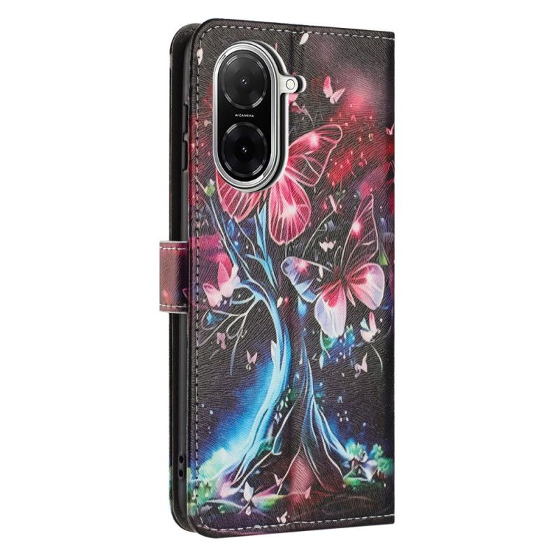 Kožený Kryt Na Poco C71 Strom A Motýli
