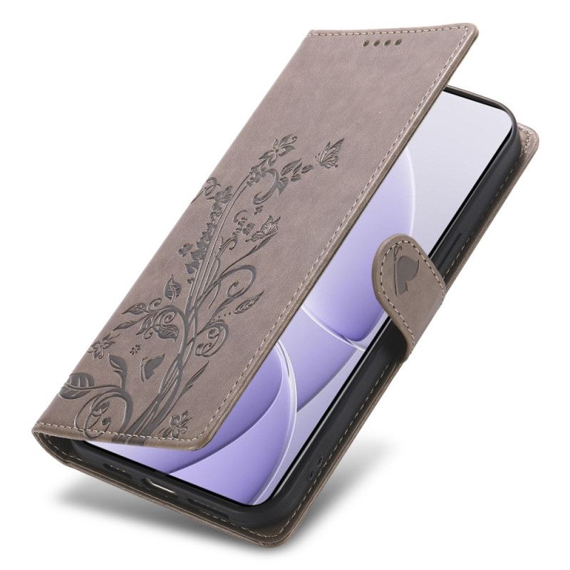 Kožený Kryt Poco C71 Květinový Vzor