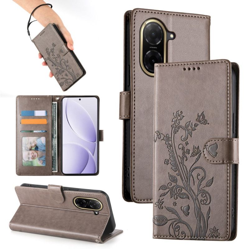 Kožený Kryt Poco C71 Květinový Vzor