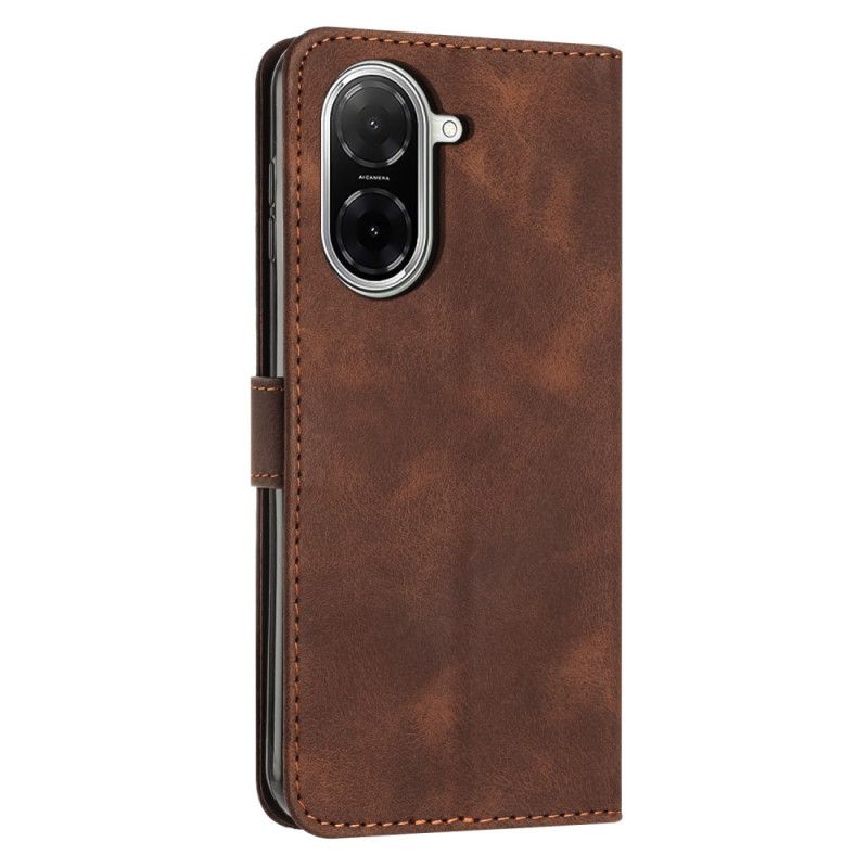 Kožený Kryt Poco C71 Liniový Design S Popruhem