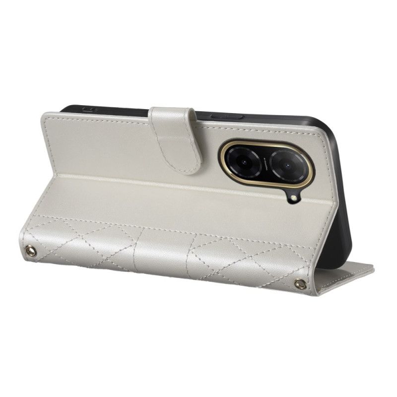 Kožený Kryt Poco C71 Prošívané S Popruhem A Ramenním Popruhem