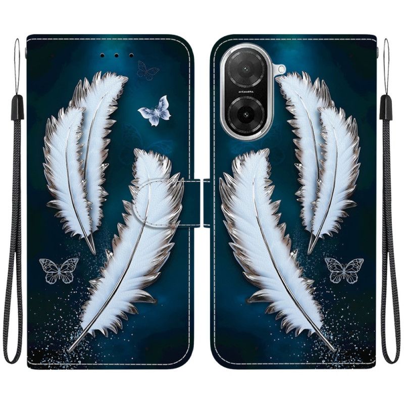 Peněženková Pouzdra Poco C71 Kryty Na Mobil Bílé Peří