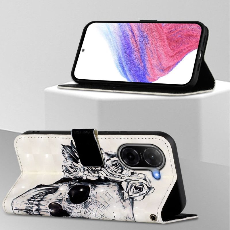 Peněženková Pouzdra Poco C71 Květinová Lebka