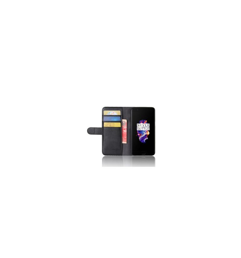 Kožené Pouzdro Na OnePlus 5 Prémiová Kůže - Černá