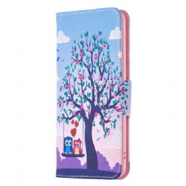 Kožený Kryt Na Xiaomi Redmi Note 13 Pro 5g Dvě Sovy Na Houpačce