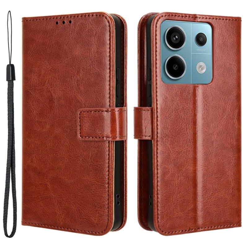 Kožený Kryt Na Xiaomi Redmi Note 13 Pro 5g Okázalá Umělá Kůže S Páskem