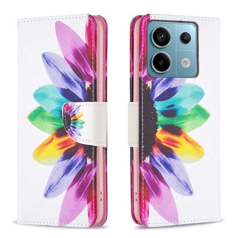 Kožený Kryt Xiaomi Redmi Note 13 Pro 5g Květina Akvarelu