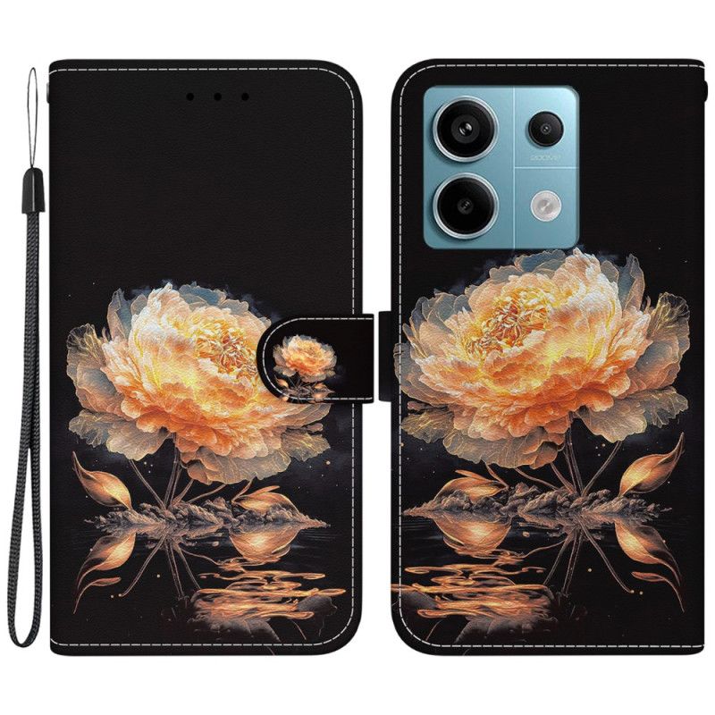 Peněženková Pouzdra Xiaomi Redmi Note 13 Pro 5g Zlatá Pivoňka S Řemínkem