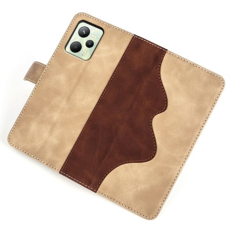 Flipové Pouzdro Na Realme C35 Kožené Pouzdro Bicolor Folio Stand