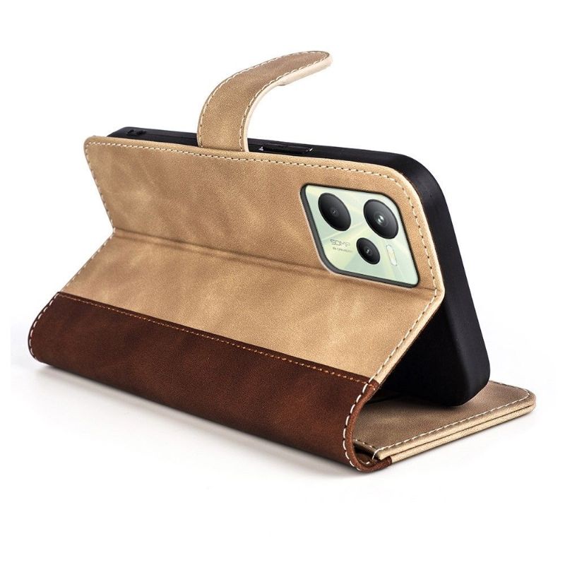 Flipové Pouzdro Na Realme C35 Kožené Pouzdro Bicolor Folio Stand