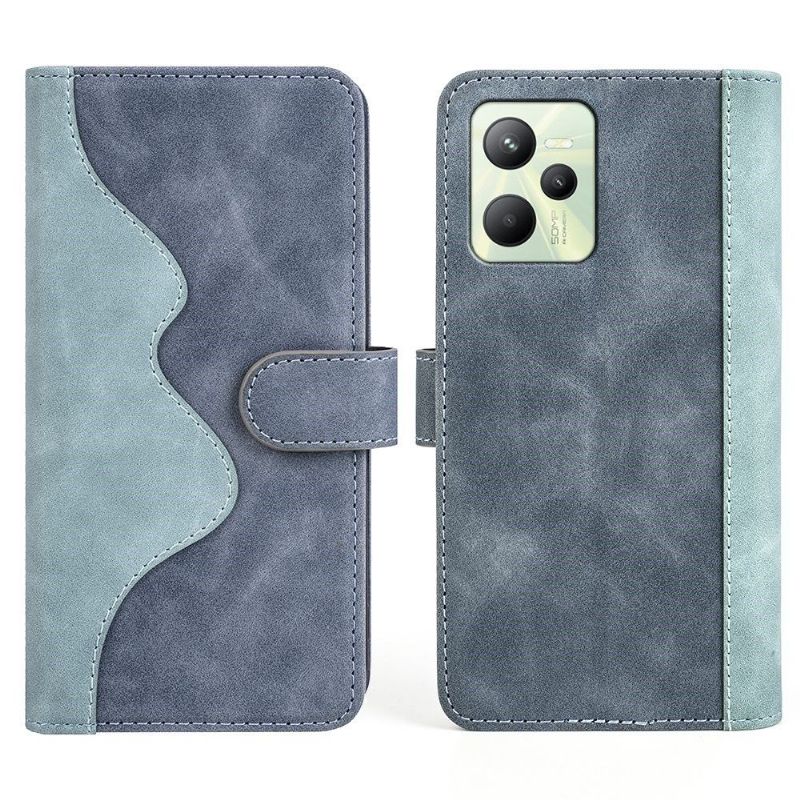 Flipové Pouzdro Na Realme C35 Kožené Pouzdro Bicolor Folio Stand
