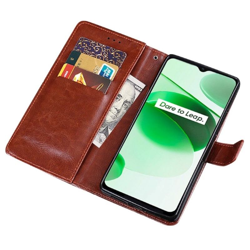 Flipové Pouzdro Na Realme C35 Kožené Pouzdro Kožený Efekt Idewei Folio