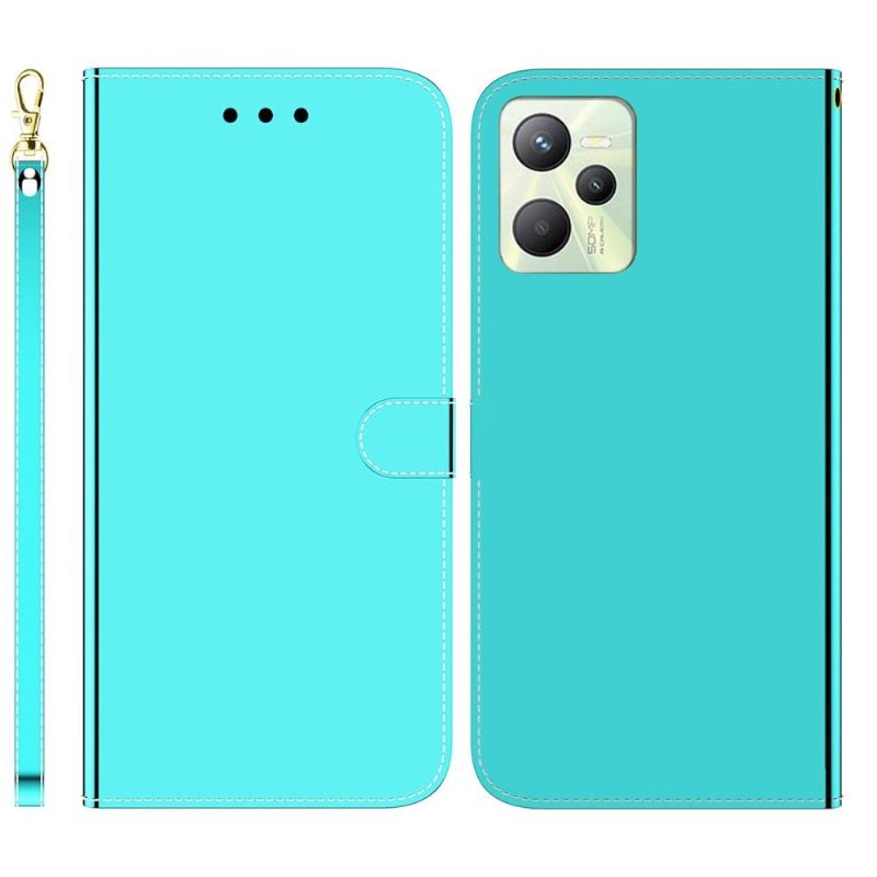 Flipové Pouzdro Na Realme C35 Zrcadlový Efekt Z Umělé Kůže