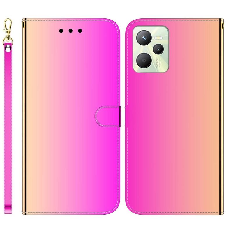 Flipové Pouzdro Na Realme C35 Zrcadlový Efekt Z Umělé Kůže