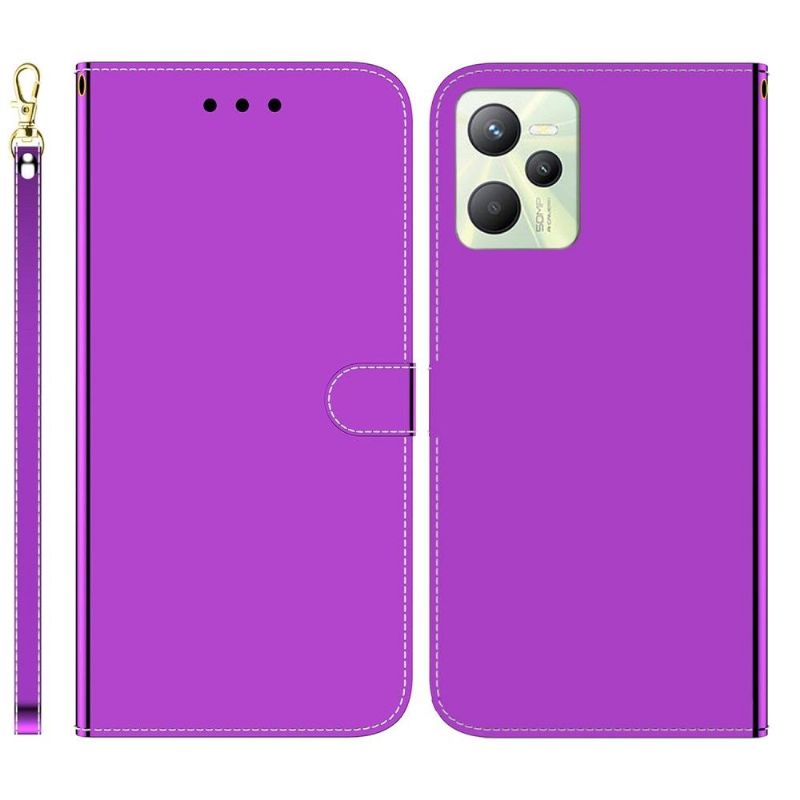 Flipové Pouzdro Na Realme C35 Zrcadlový Efekt Z Umělé Kůže