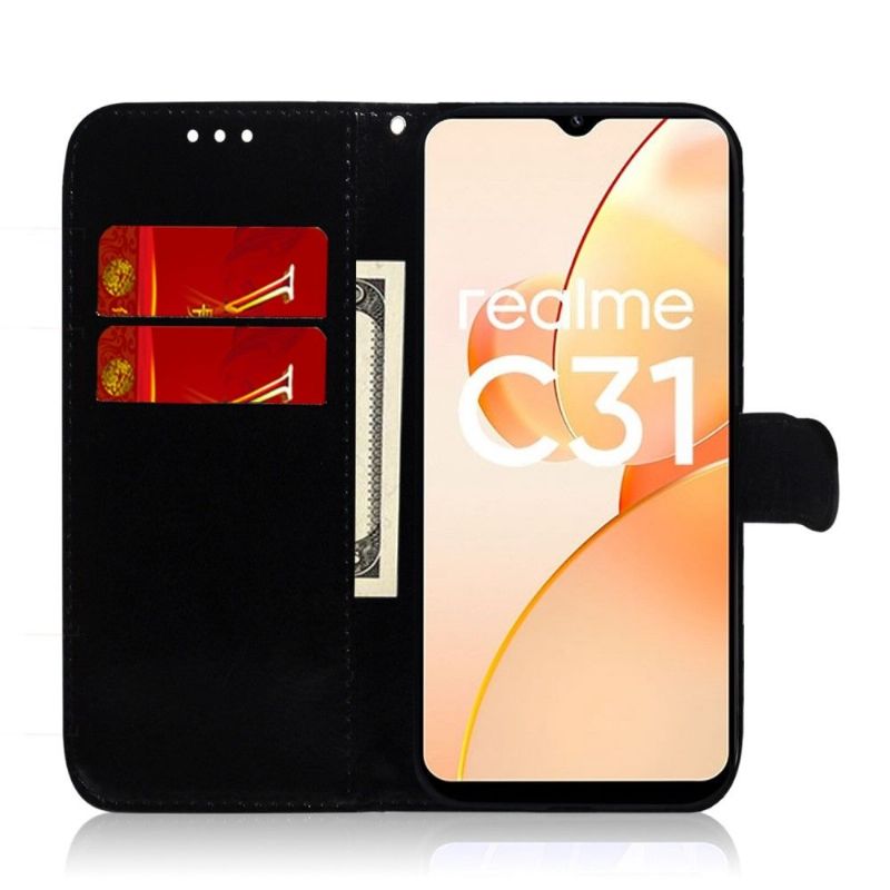 Flipové Pouzdro Na Realme C35 Zrcadlový Efekt Z Umělé Kůže