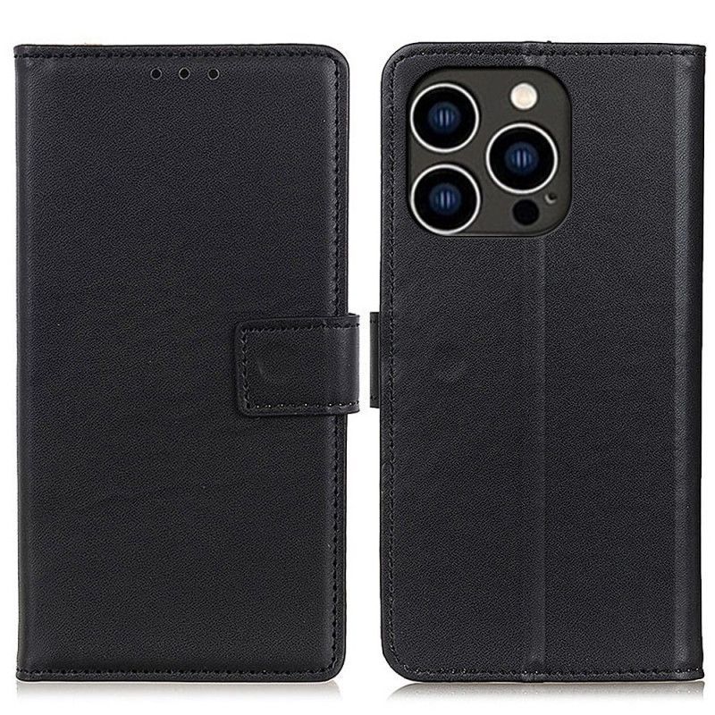 Flipové Pouzdro Na iPhone 14 Pro Jednoduchý Kožený Efekt