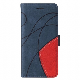 Flipové Pouzdro Na iPhone 14 Pro Na Lana Dvoubarevný Pásek
