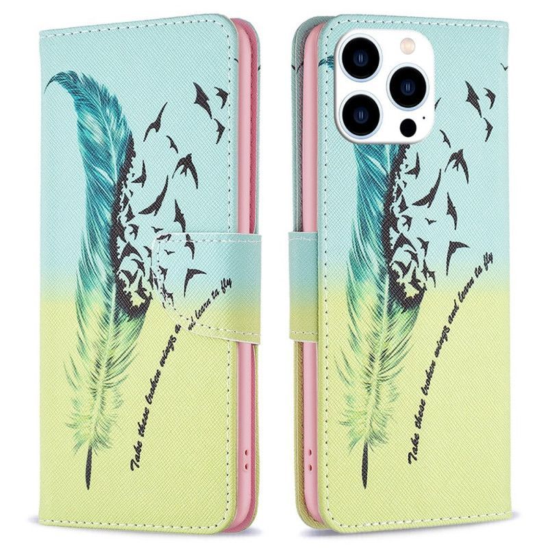 Flipové Pouzdro Na iPhone 14 Pro Pírko