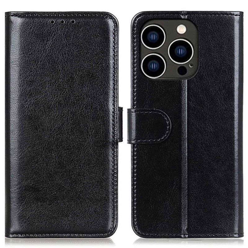 Flipové Pouzdro Na iPhone 14 Pro Umělá Lakovaná Kůže