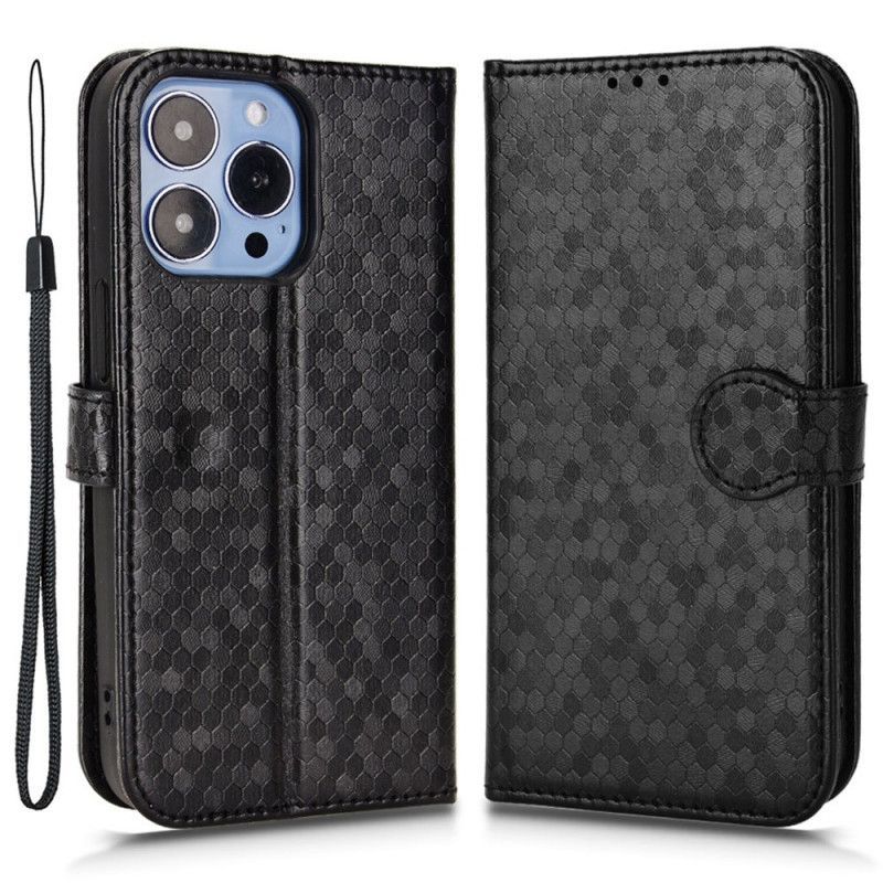 Kožené Pouzdro Na iPhone 14 Pro Na Lana 3d Vzor Strappy