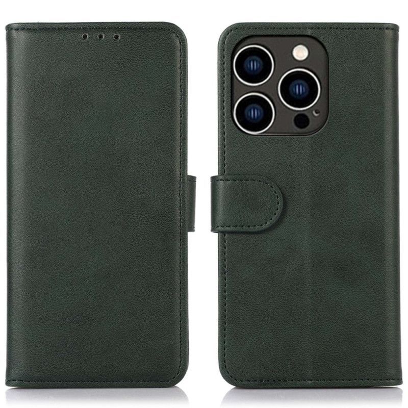 Kožené Pouzdro Na iPhone 14 Pro Matná Umělá Kůže