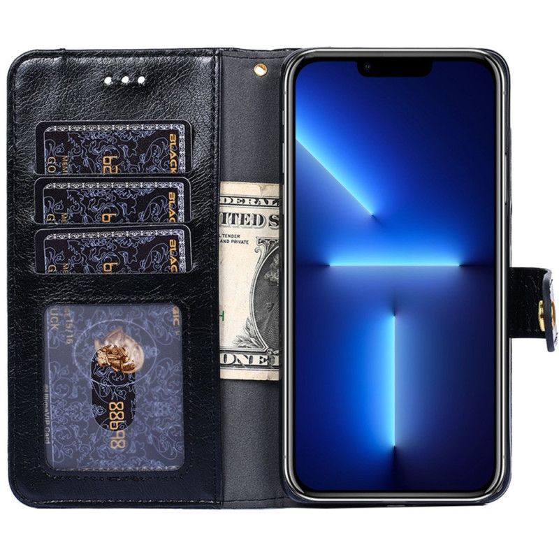 Kožené Pouzdro Na iPhone 14 Pro Peněženka Na Zip