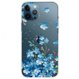 Kryt Na iPhone 14 Pro Bezešvé Modré Květy