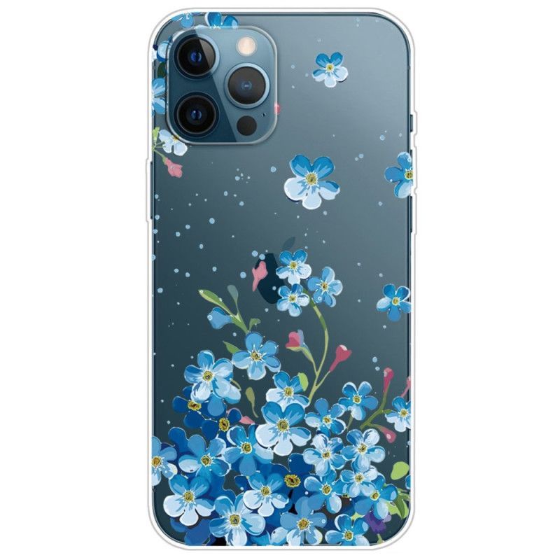 Kryt Na iPhone 14 Pro Bezešvé Modré Květy